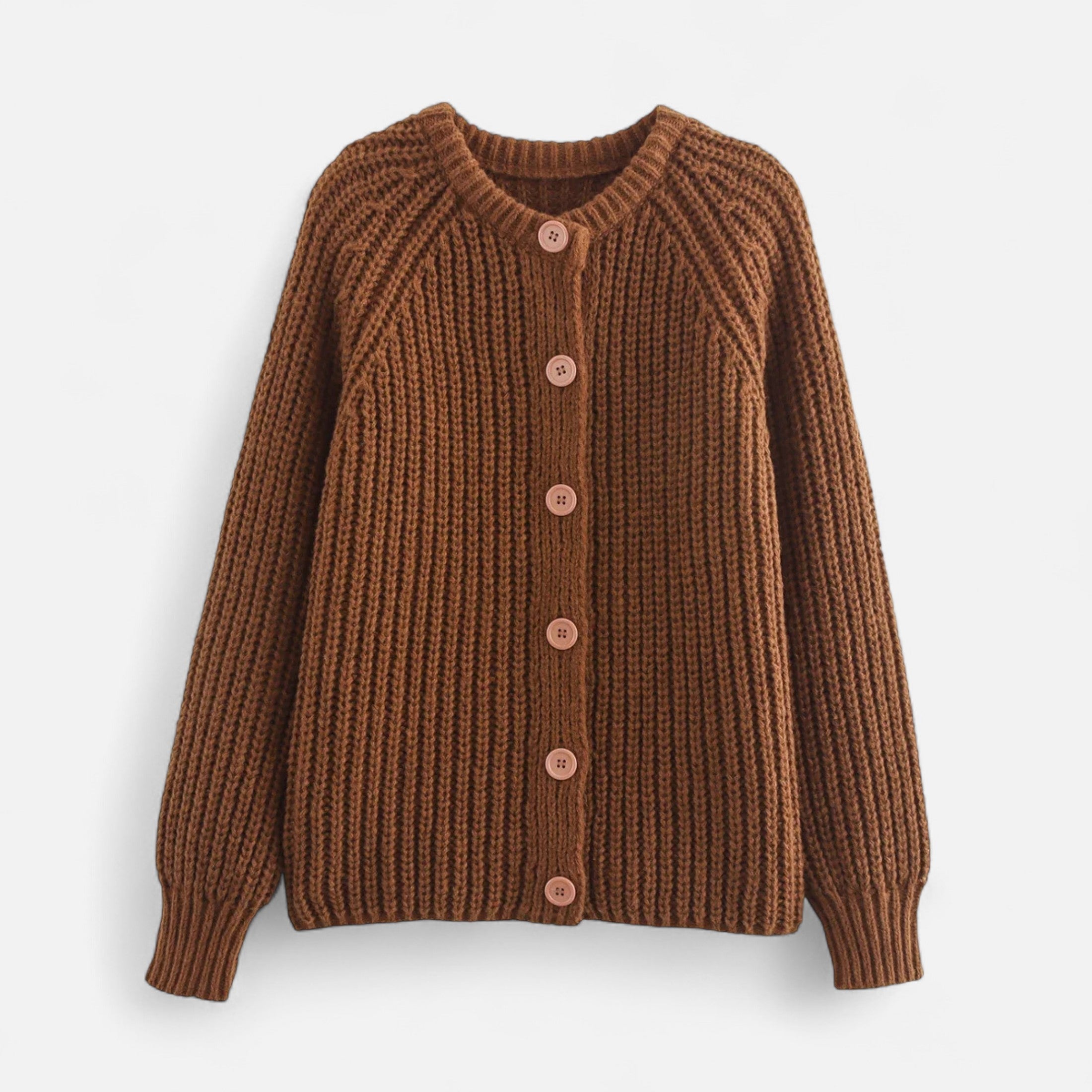 Lyndora London | Women’s Vintage Round Neck Knit Cardigan – Effortless Autumn Grace