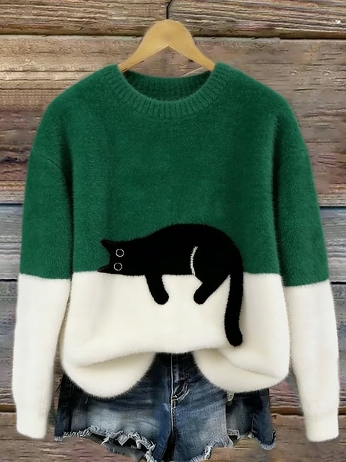 Caitlin – Casual Cat Graphic Sweater