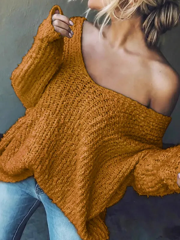 TELIKA™ - Comfy Drop Shoulder Long Sleeve Sweater