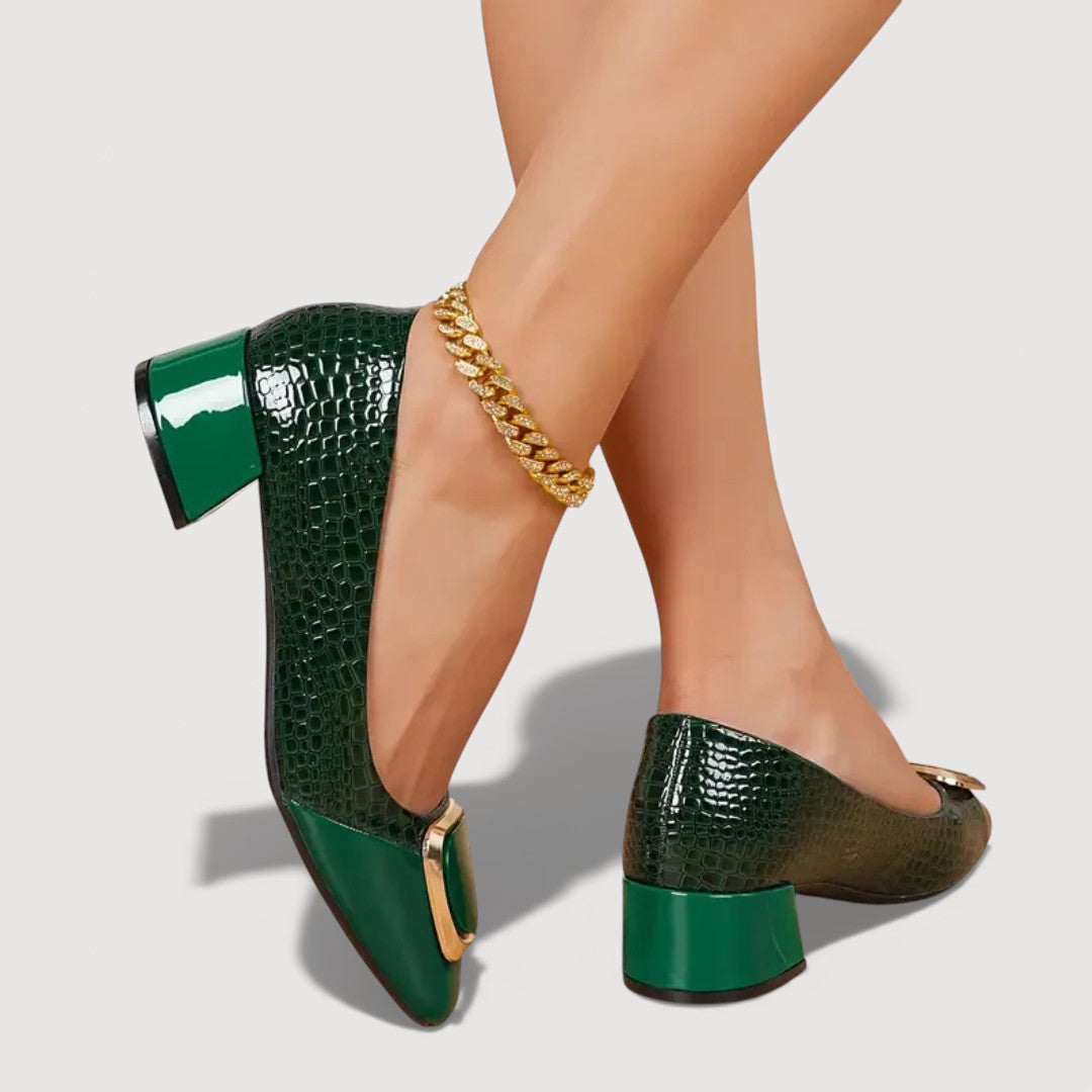 LIVANA™ | Croco Comfort Block Heels