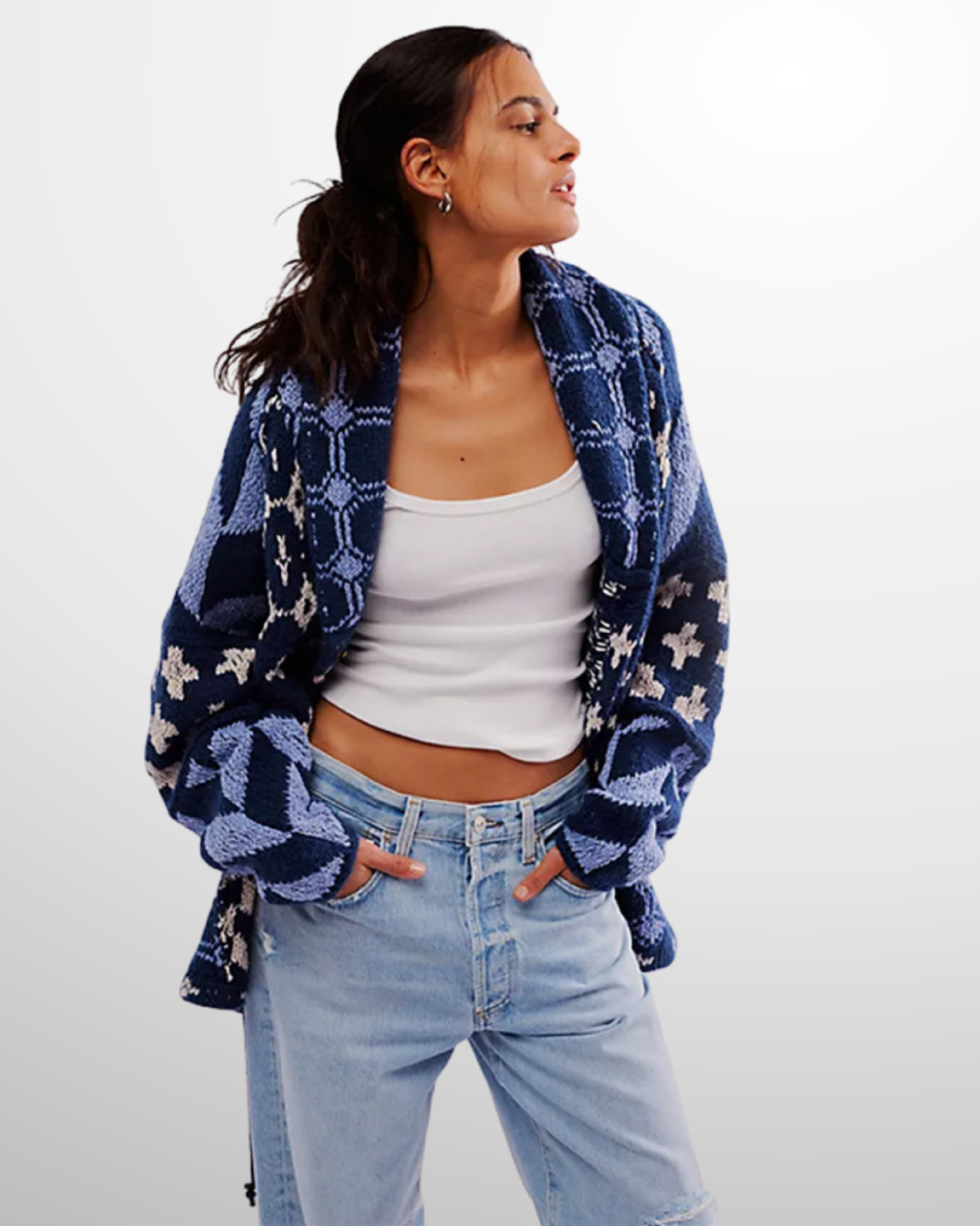 PORTIA™ - Vintage Button Down Collar Long Sleeve Oversized Cardigan