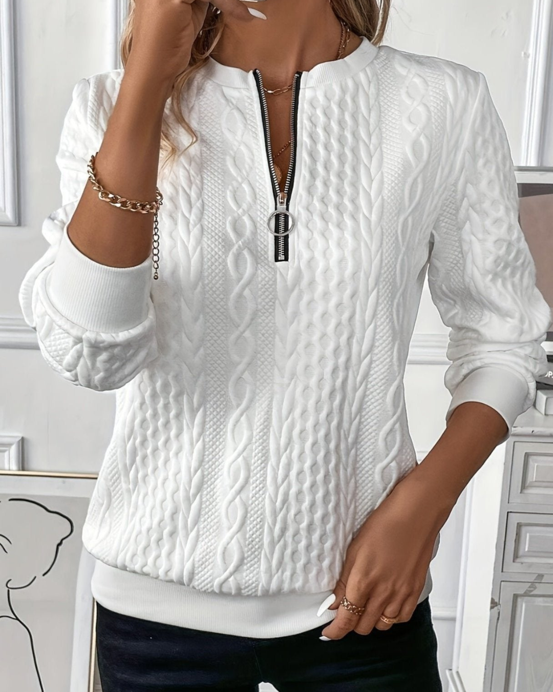 EMMA™ | Elegant Quarter-Zip Sweater