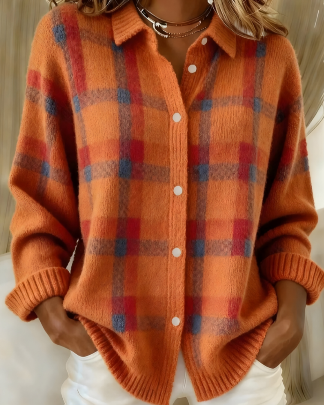 Anna™ | Soft Knit Check Cardigan