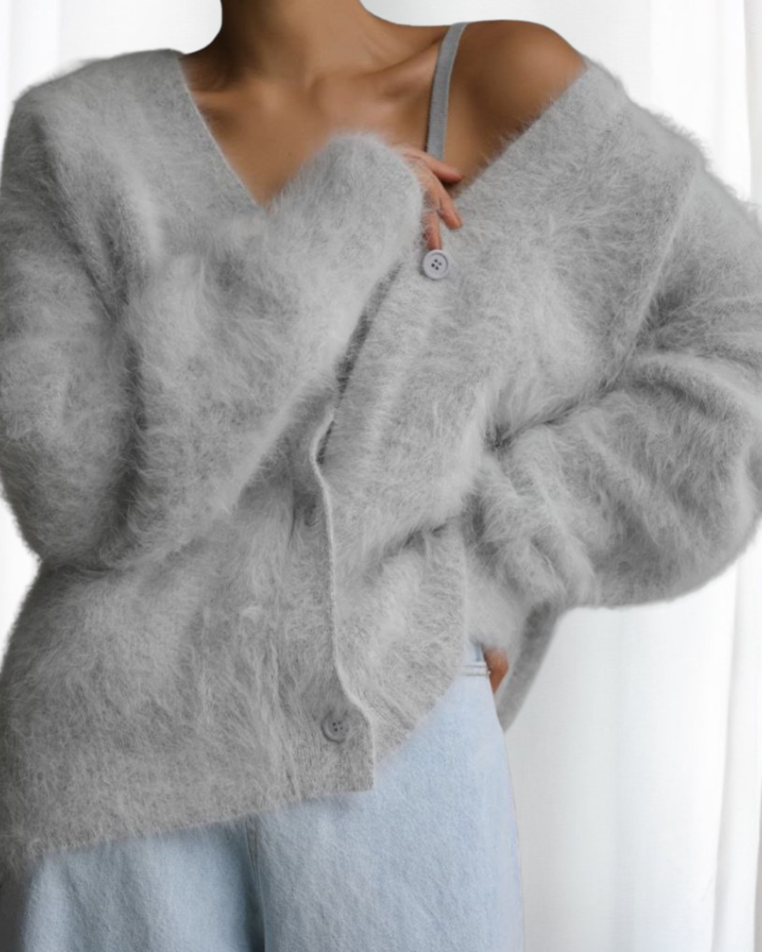 VYOMI™ - Comfy Button Front Drop Shoulder Cardigan