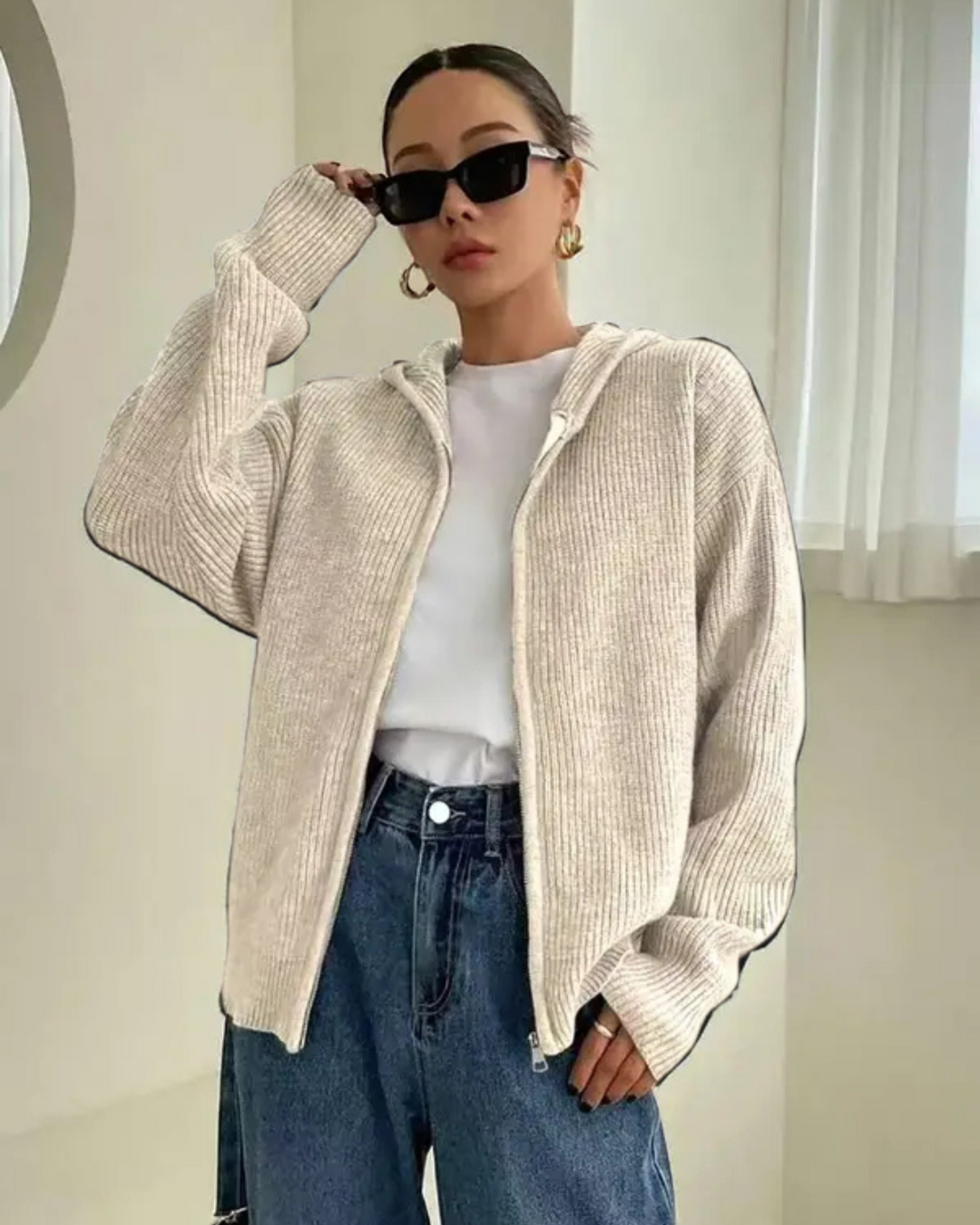 LARALI™ - Casual Zip-Up Hooded Long Sleeve Cardigan