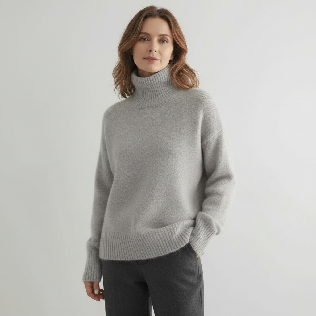 Cashmere Blend Sweater with High Neck