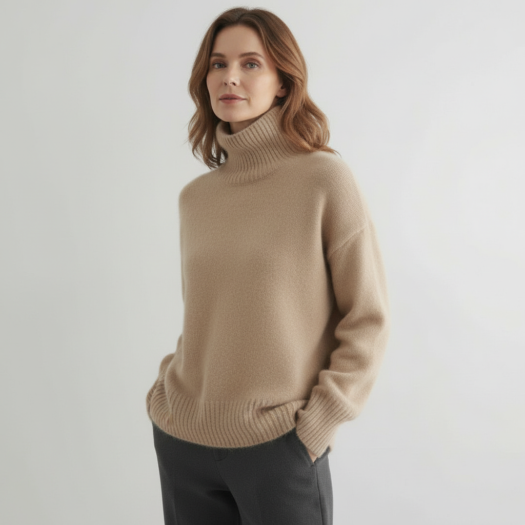 Cashmere Blend Sweater with High Neck