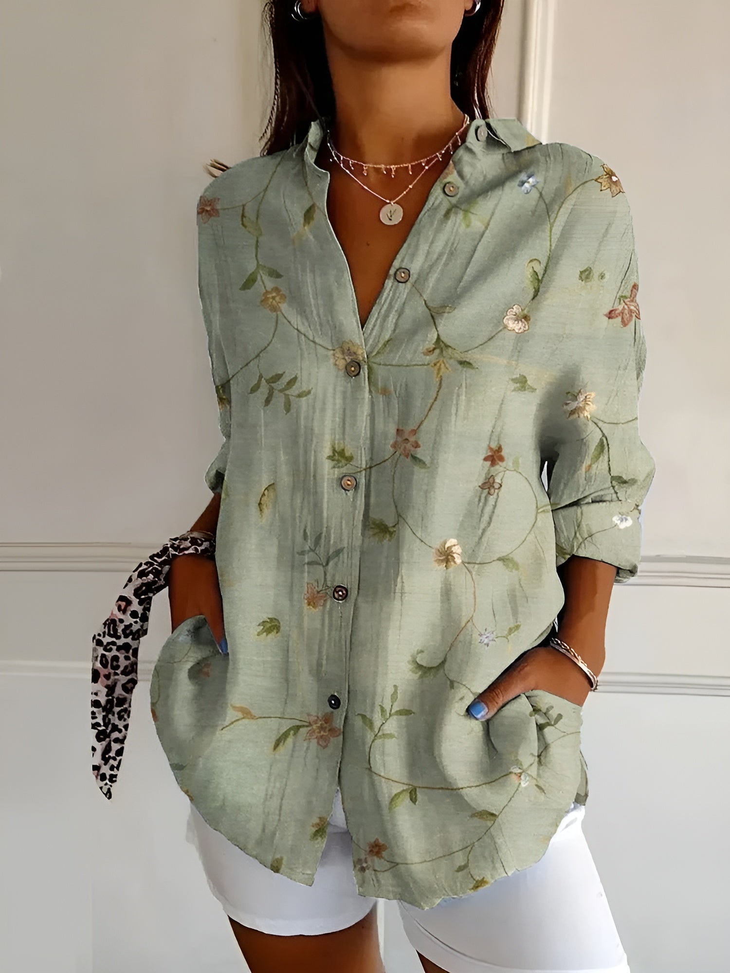 Mylara | Stylish Floral Button-Down Blouse