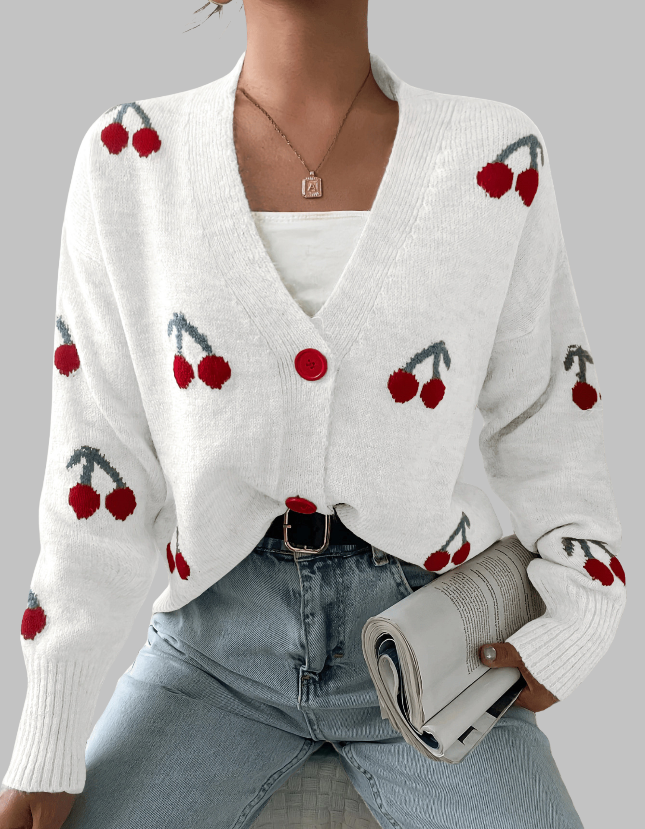 rasha™ - Chic Button Front Long Sleeve Cardigan