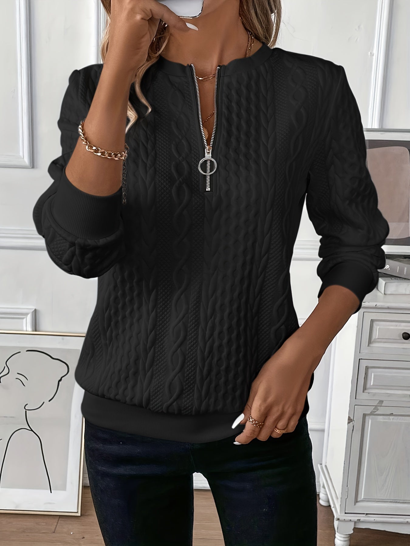 EMMA™ | Elegant Quarter-Zip Sweater