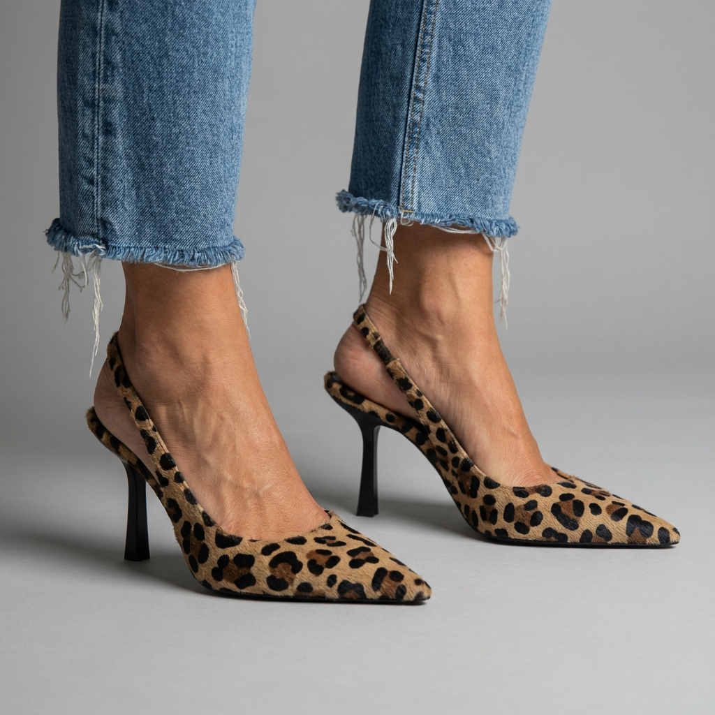 AMBER™ | Leopard Slingback Heels