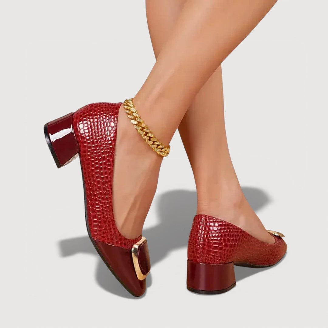 LIVANA™ | Croco Comfort Block Heels
