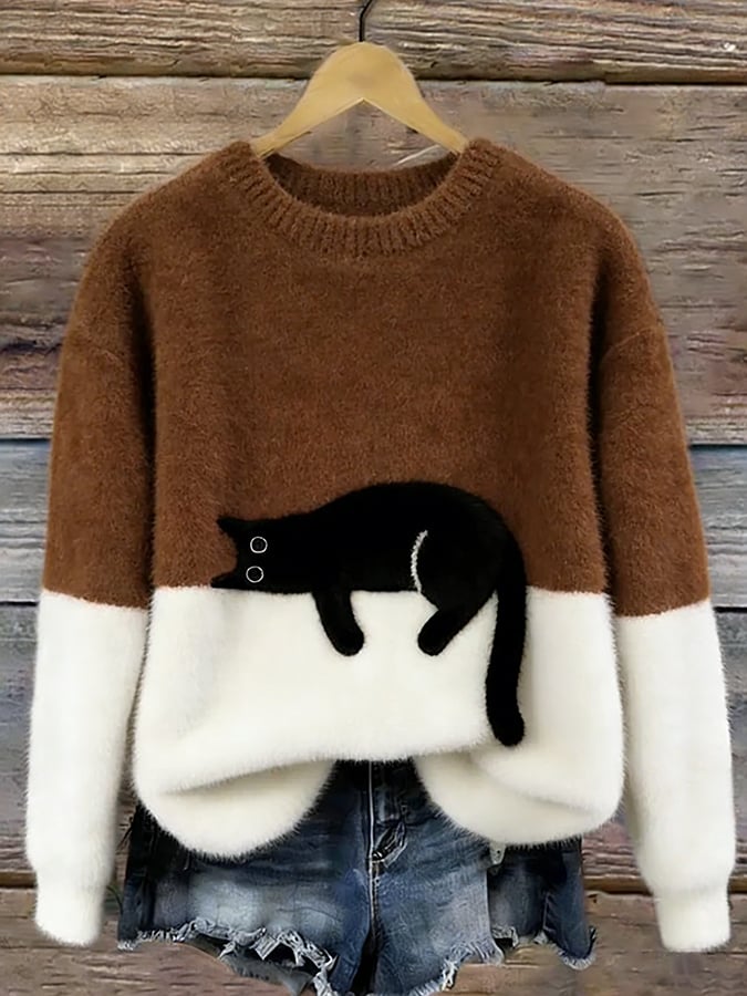 Caitlin – Casual Cat Graphic Sweater