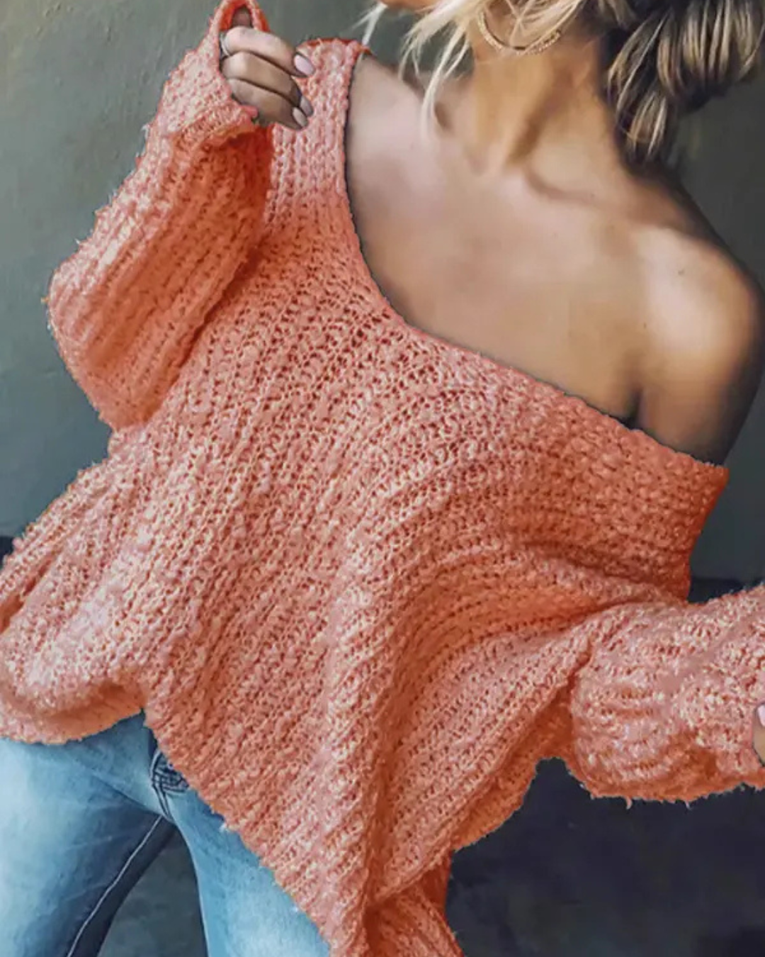 TELIKA™ - Comfy Drop Shoulder Long Sleeve Sweater