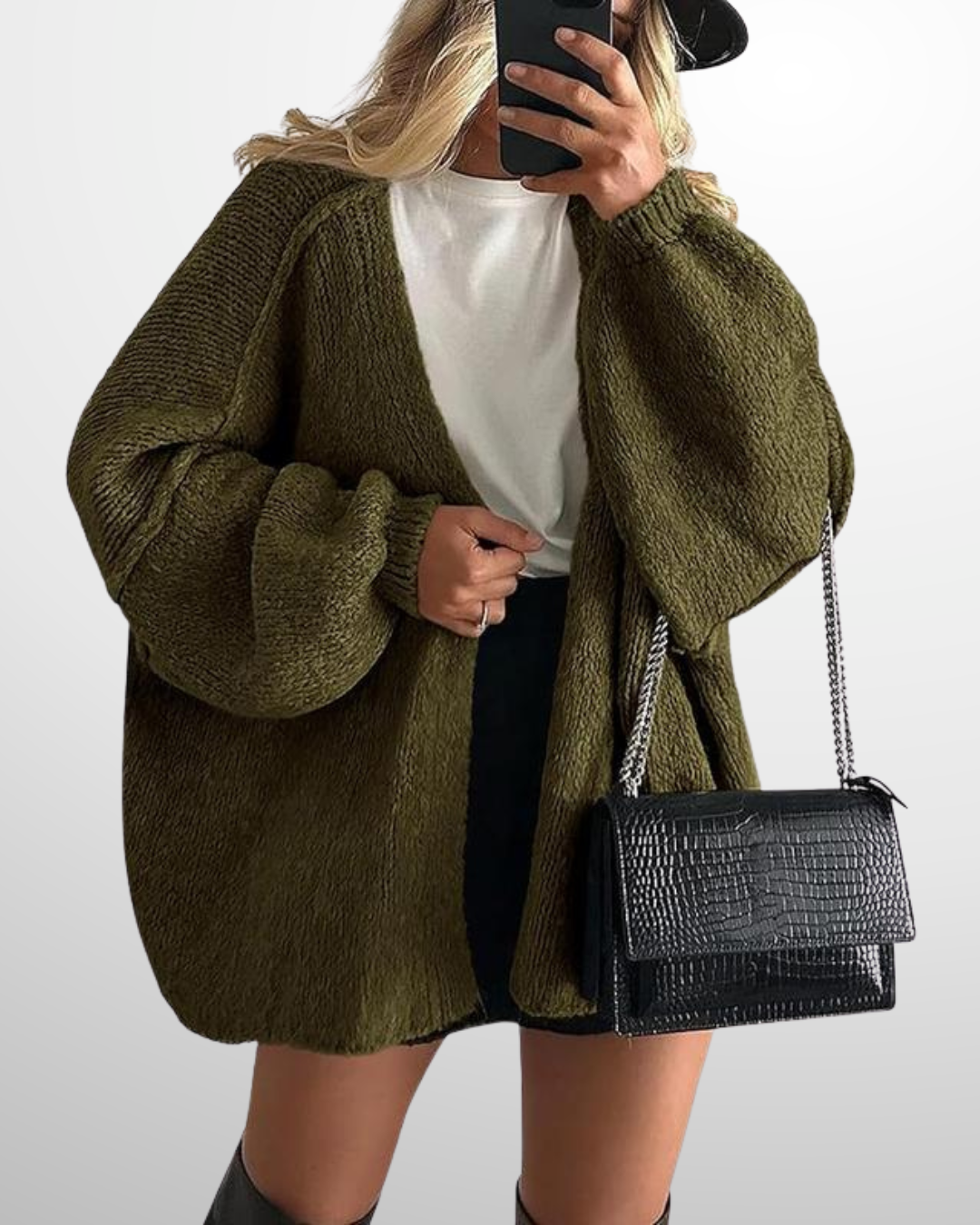 VERONIKA™ - Oversized Fit Lantern Sleeve Autumn Knit Cardigan