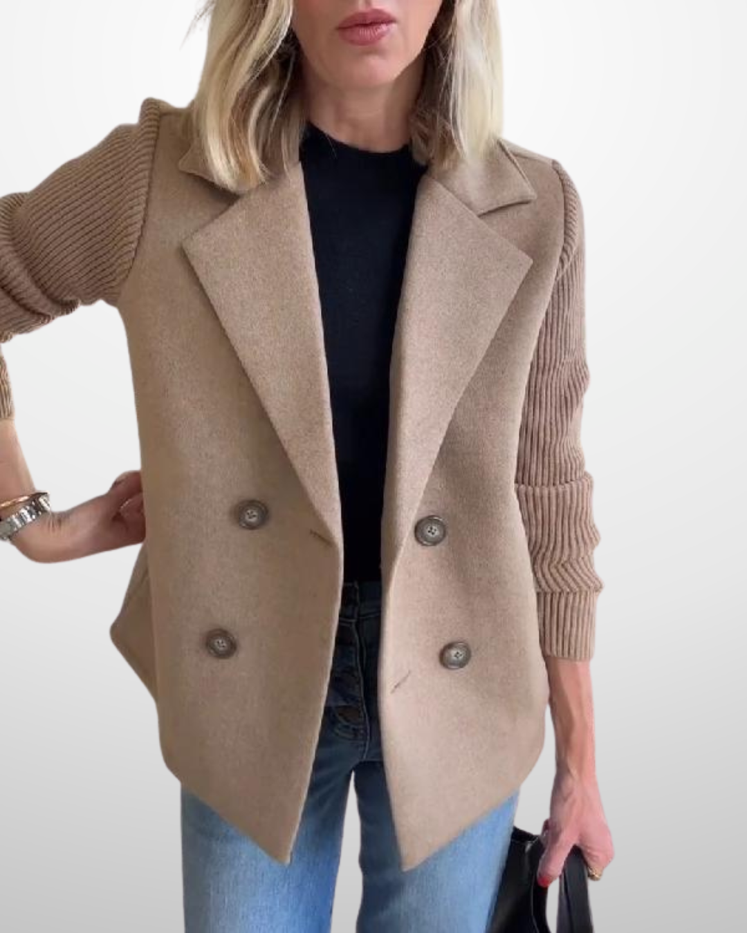 SORELLE™ - Elegant Knit-Sleeve Blazer