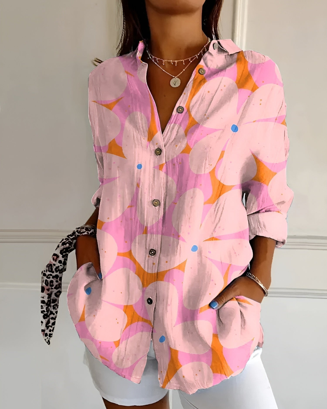 Mylara | Stylish Floral Button-Down Blouse