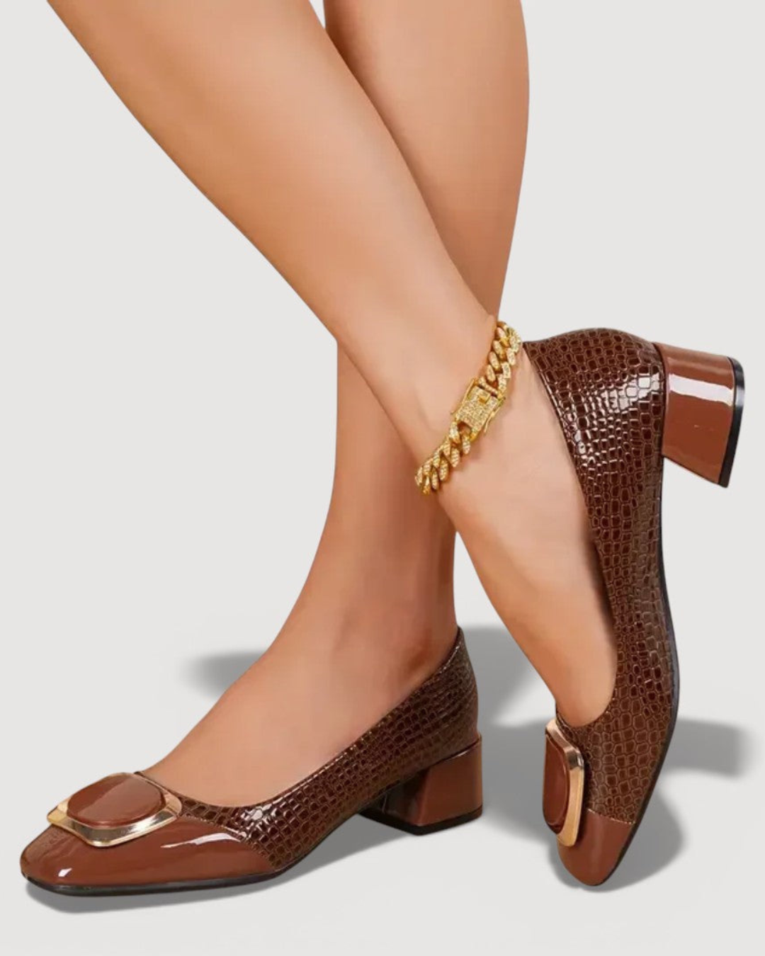 LIVANA™ | Croco Comfort Block Heels