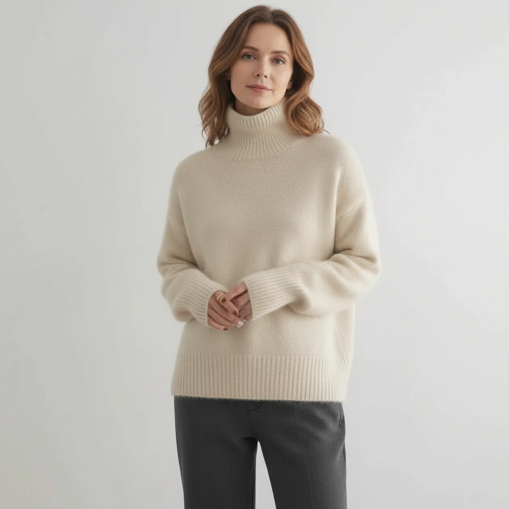 Cashmere Blend Sweater with High Neck