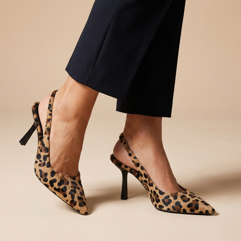 AMBER™ | Leopard Slingback Heels