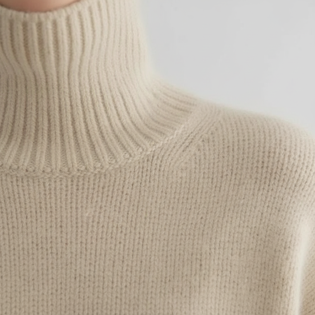 Cashmere Blend Sweater with High Neck