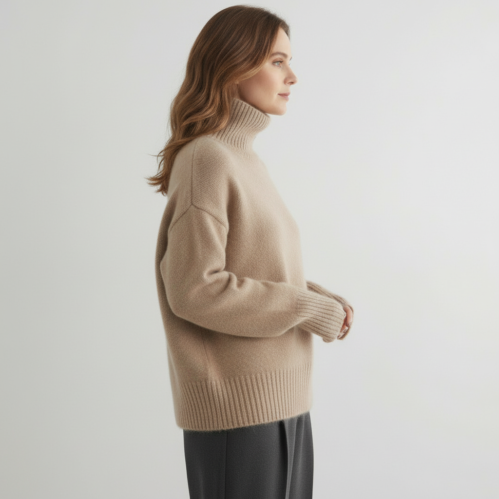 Cashmere Blend Sweater with High Neck