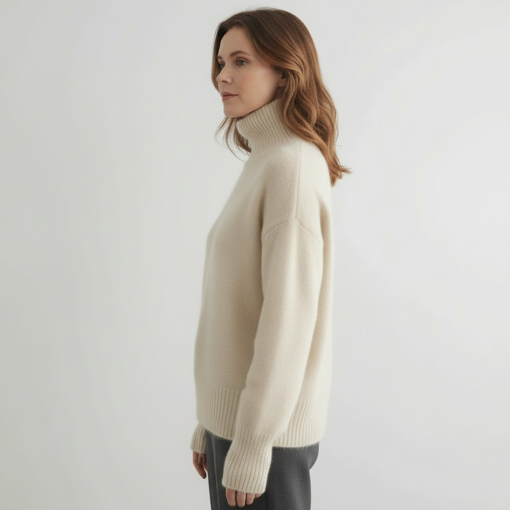 Cashmere Blend Sweater with High Neck