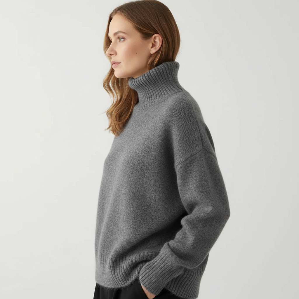 Cashmere Blend Sweater with High Neck