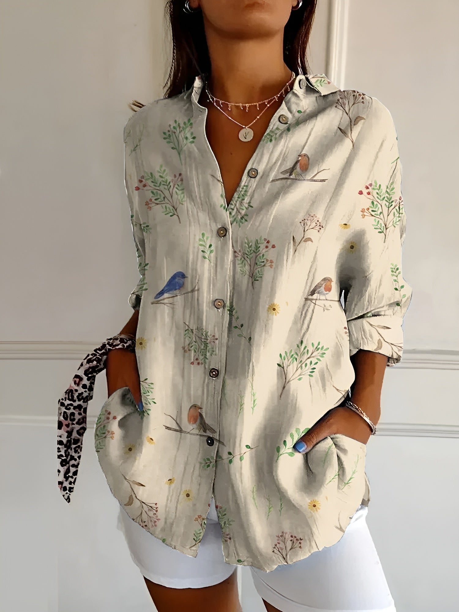 Mylara | Stylish Floral Button-Down Blouse