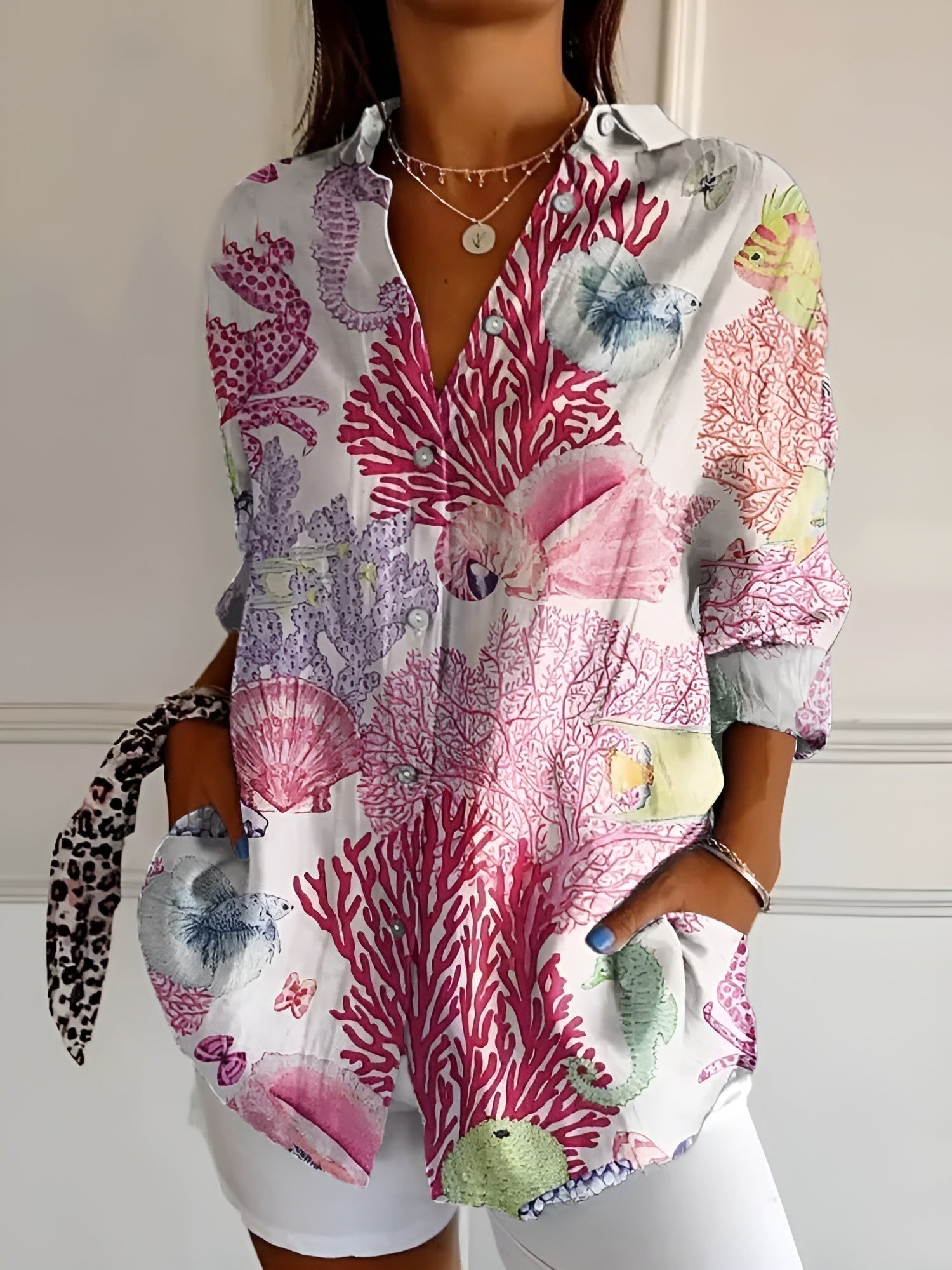 Mylara | Stylish Floral Button-Down Blouse